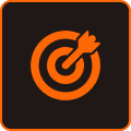Orange and black target symbol